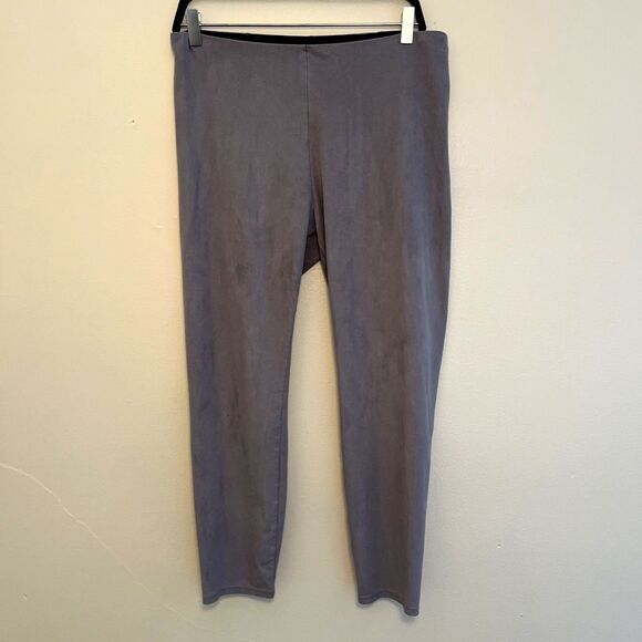 LYSSE High Waisted Vegan Suede Cropped Leggings, Smoke Gray- L - Picture 1 of 8